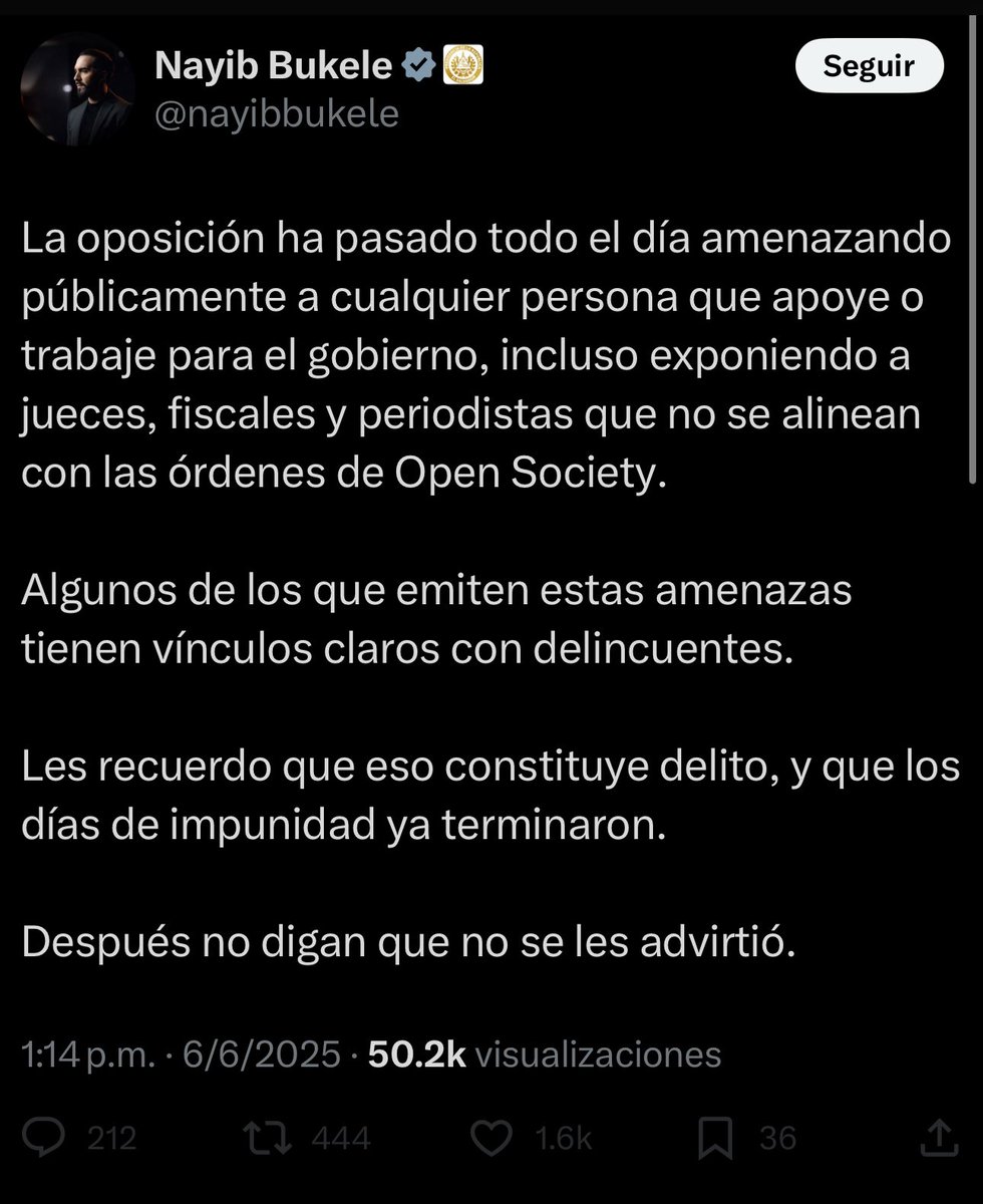 robsoriano_sv's tweet photo. Ya aburren las amenazas pendejas de este, solo eso sabe hacer.

Socala Nayib porque vos y todos tus colaboradores las van a pagar tarde o temprano, jueces, policias, fiscales, diputados. Hasta un monumento a la verguenza haremos con todos sus nombres publicados para siempre https://t.co/J8UVqodcdU