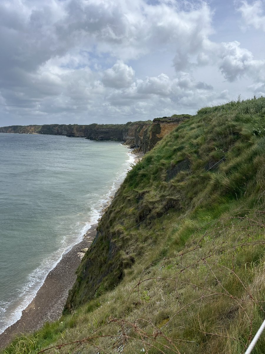 tim_mahan's tweet photo. D-Day 81 years later, hits a bit different this year after visiting Normandy for the first time just two weeks ago, including: American Cemetery, Omaha Beach, and Pointe du Hoc (pictured). 

#DDay #DDay81 #WWII #DayOfDays #TheLongestDay https://t.co/9Az6Nh5rjg