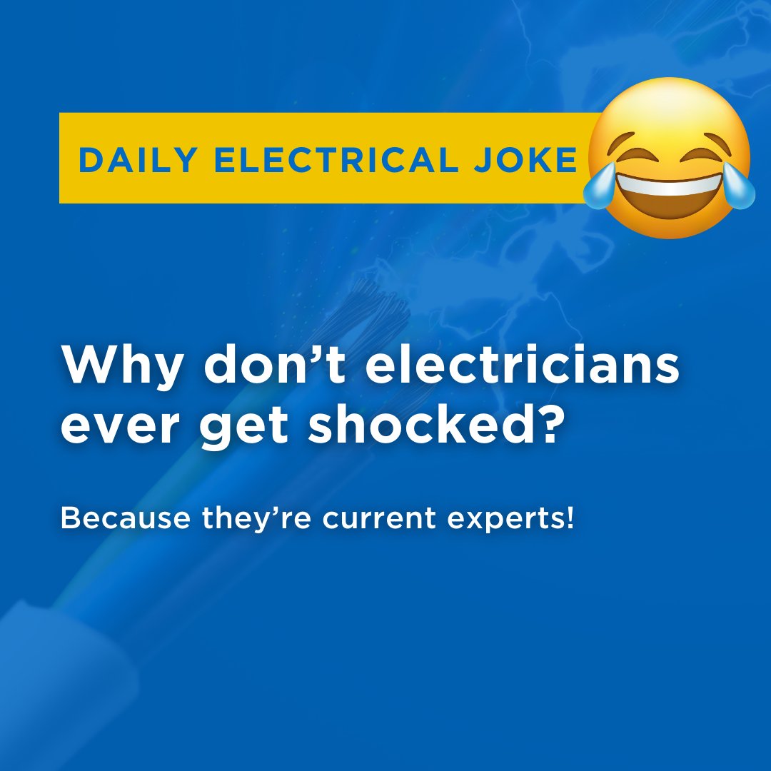 Need a spark of humor? Here's one for you:

Why don't electricians ever get shocked? Because they're current experts who know how to conduct themselves safely!⚡😄

#MrElectric #Neighborly #Humor #ElectricalSafety