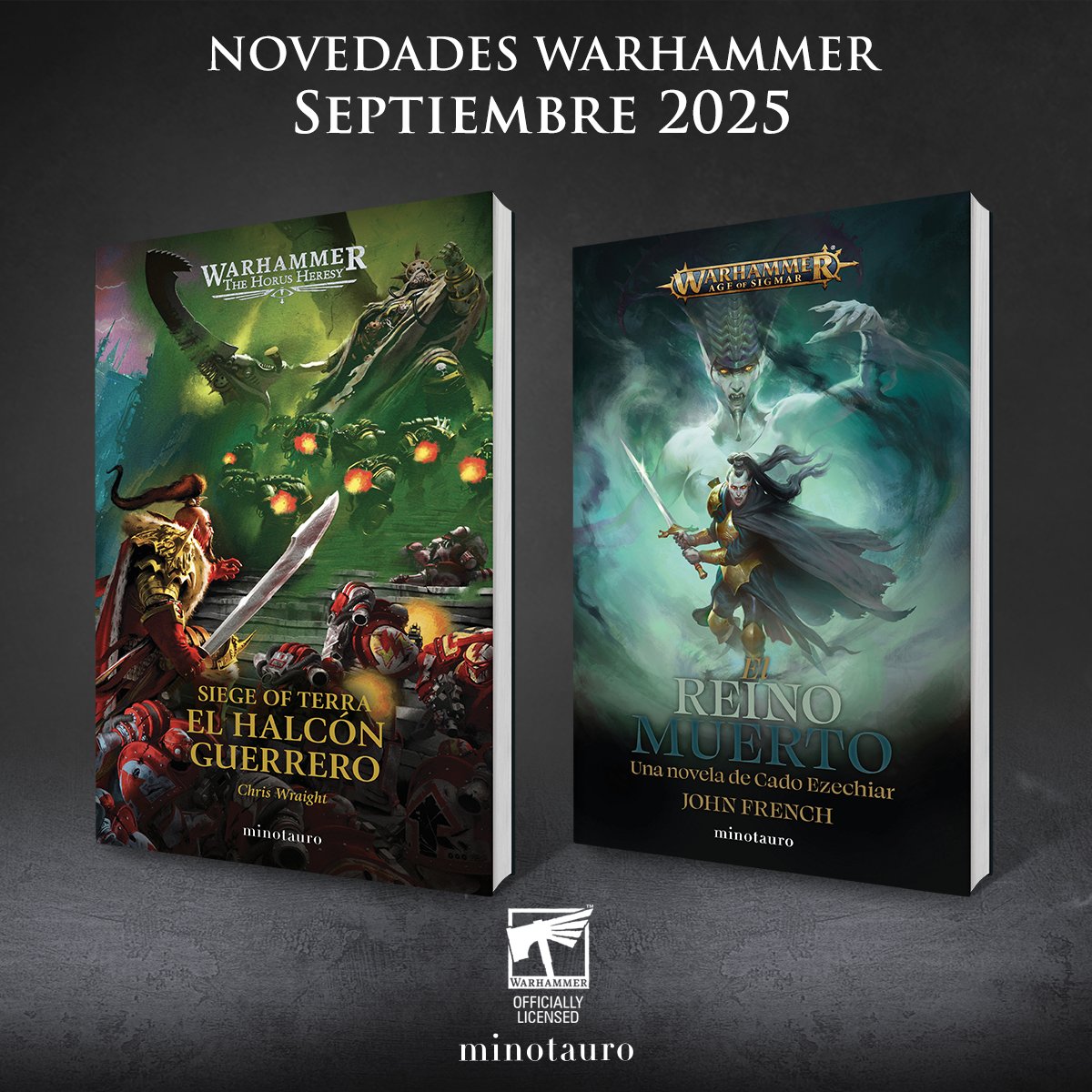 ¡Fans de #Warhammer! ¿Estáis preparados para conocer las novedades que llegarán en septiembre? 👇

📓 «The Horus Heresy: Siege of Terra nº 06 El Halcón Guerrero»
📓 «Cado Ezechiar nº 02 El Reino Muerto»

#BlackLibrary #MinotauroJugones