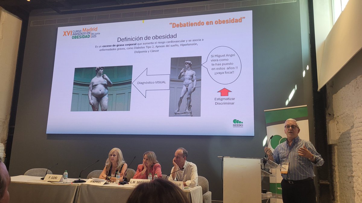 #Tratamiento individualizado de la #obesidad, clave para evitar la estigmatizacion, la discriminación y ofrecer a los pacientes el tratamiento mejor adaptado a su situación de salud
Gracias <a href="/SociedadSeedo/">SEEDO</a> Fernando Goñi y Manuel Gargallo