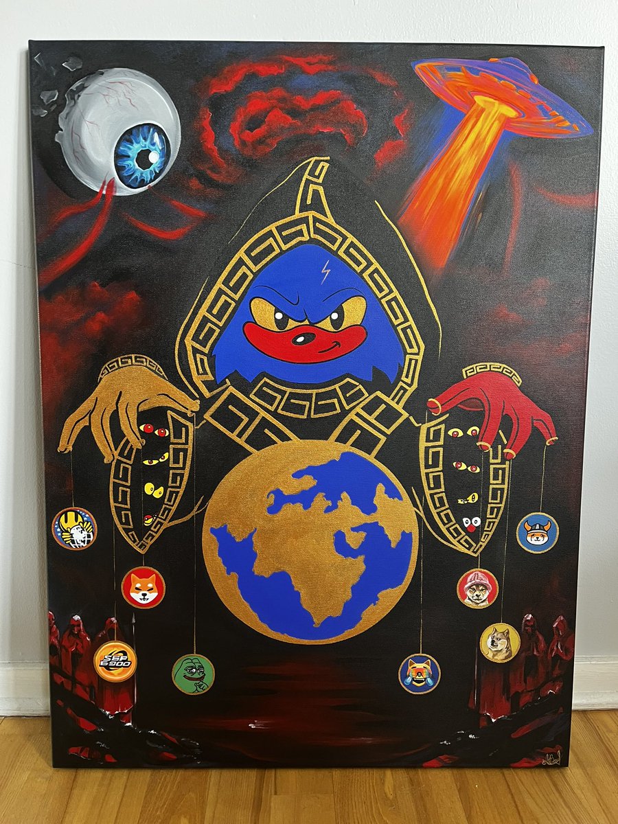 The reveal is here. The painting turned out even tenfolds better than what I saw upon concept. Thank you <a href="/pix1e_art/">Pixie</a> for your art, and <a href="/Nosmileclown/">💊 𝕹𝖔𝖘𝖒𝖎𝖑𝖊𝖈𝖑𝖔𝖜𝖓 💵🦔⛓️</a> for helping with the vision and logistics. <a href="/HPOS10Ireturns/">HPOS10I</a> <a href="/sprotogremlins/">Sproto Gremlins</a> <a href="/BlockChain_lol/">Block Chain 🦔⛓️</a>