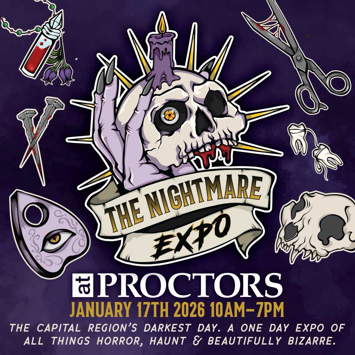 🕯️ ON SALE NOW 🕯️

The Nightmare EXPO is coming to Proctors — and it’s unlike anything the Capital Region has ever seen. One day. One stage. A descent into darkness. Step into the beautifully bizarre on Saturday, January 17.

🎟️ Tickets are on sale NOW
🔗 ow.ly/QOBz50W4uVs