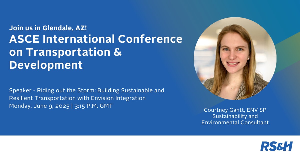 Join us at the ASCE International Conference on Transportation &amp; Development, where RS&amp;H’s Courtney Gantt, ENV SP, will present alongside France Campbell, PE, Director of Landside Engineering at Raleigh-Durham Airport Authority. 
#ASCE #DriventoCare #Transportation