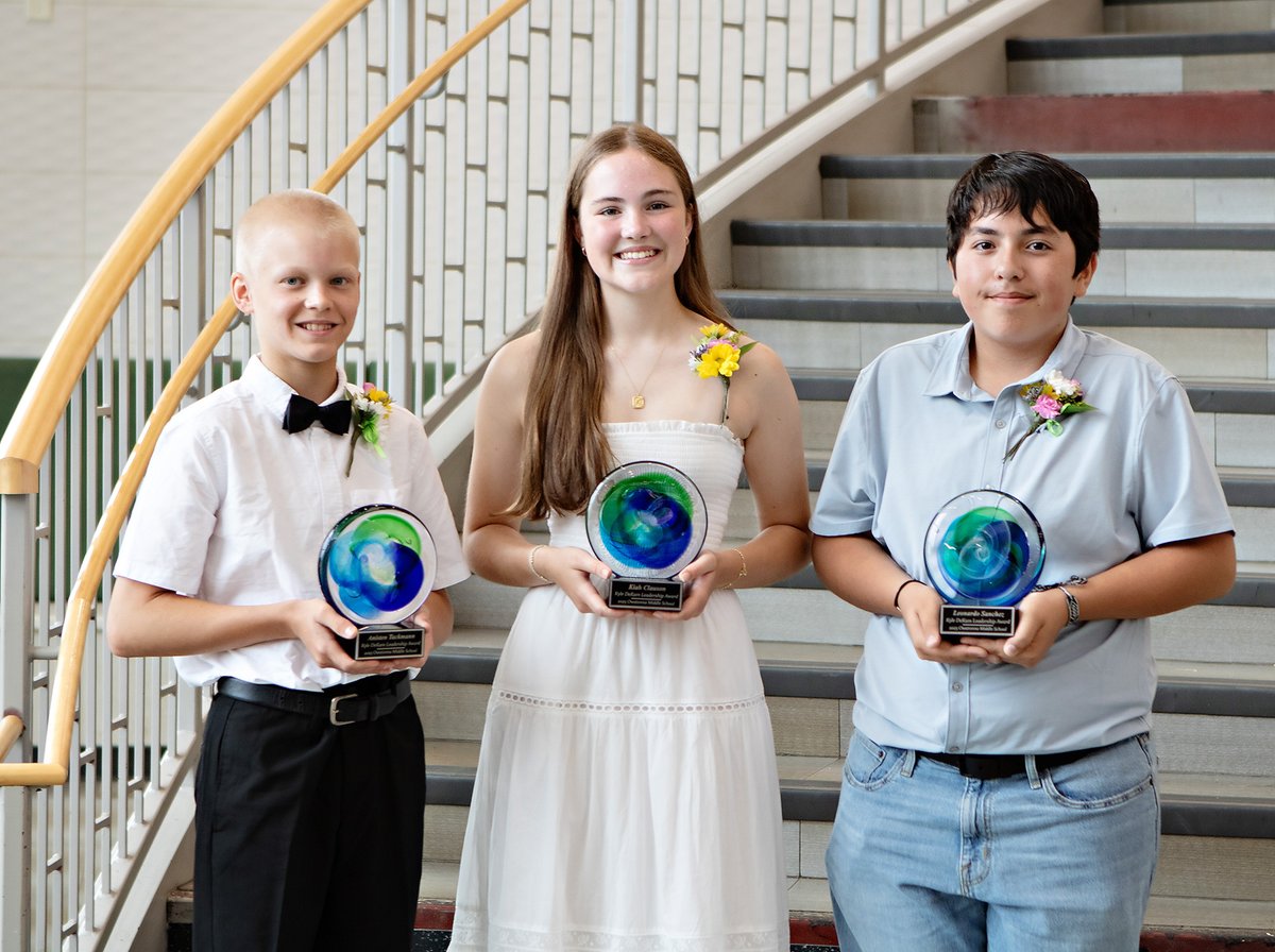 Congratulations to this year's Kyle Dekam Leadership Award recipients: Aniston Tackmann, Kiah Clauson and Leonardo Sanchez! The future is bright! #themiddlematters #owatonnaproud