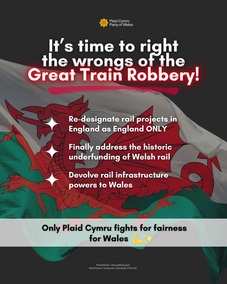 Plaid_Cymru's tweet photo. Wales is losing out on rail funding AGAIN 😤

As if the BILLIONS lost from HS2 wasn’t enough - now Labour’s calling the Oxford–Cambridge project ‘England and Wales’, costing us hundreds of millions more.

Plaid Cymru is calling on Labour to give Wales what we're owed! 👇 https://t.co/igC97ozynU