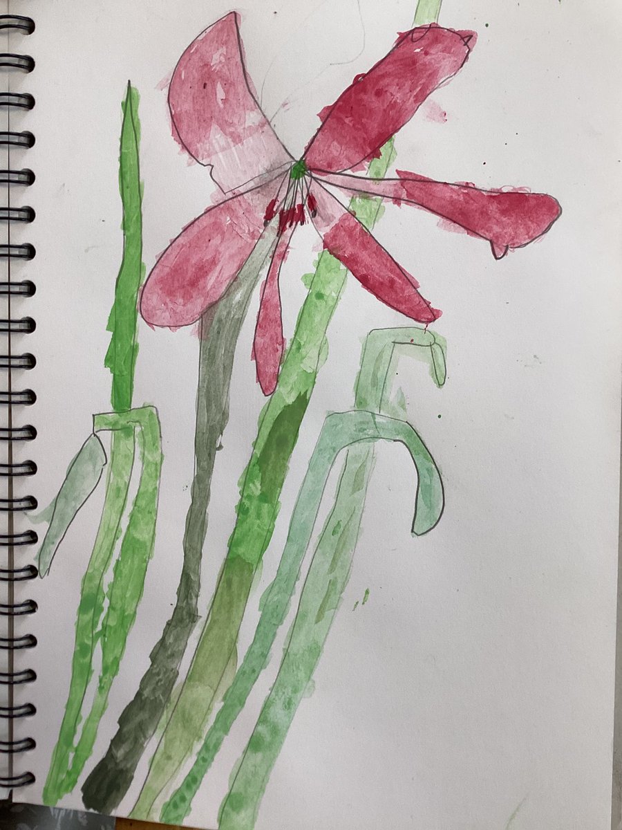 Year 1 enjoyed exploring artists inspired by flora and fauna. They studied a painting of an Amaryllis by Hannah Borger and created their own Amaryllis paintings using careful drawing watercolours.