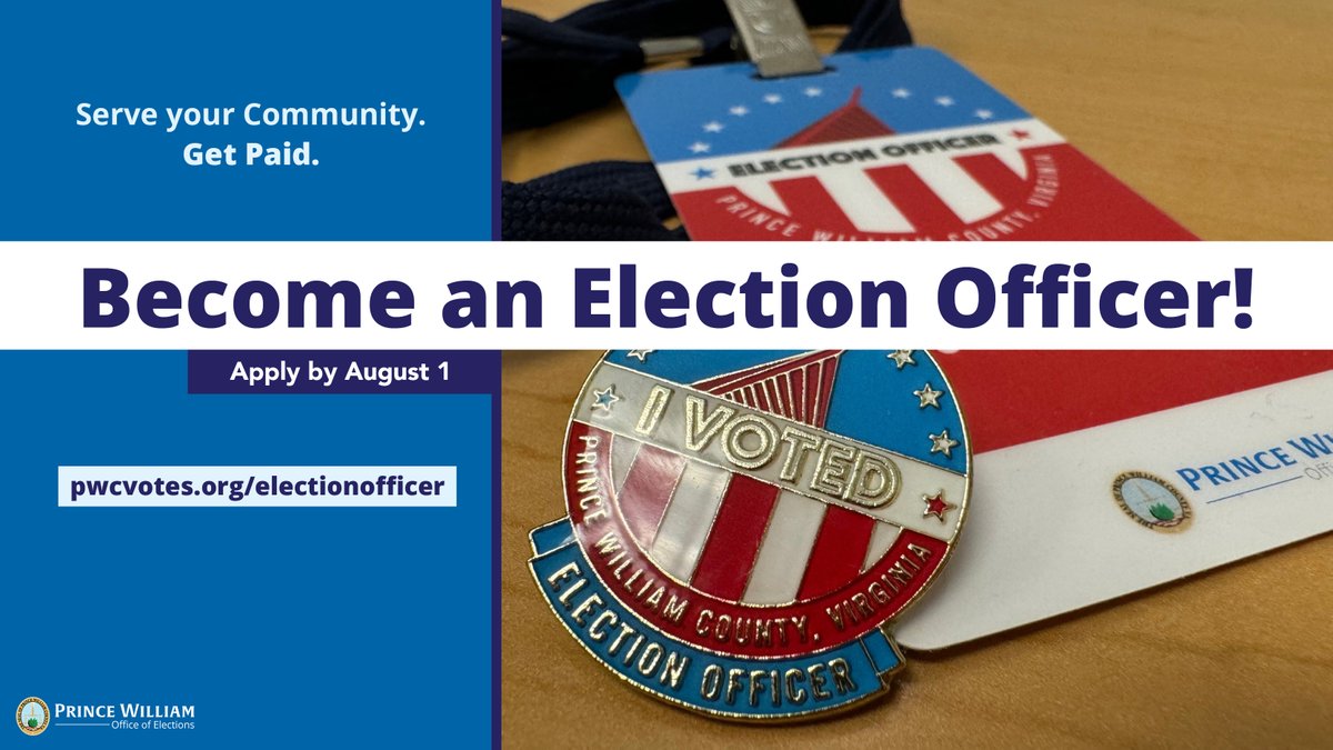 PWCVotes's tweet image. While we have you here! PWC is currently recruiting Election Officers to serve in this November's Election. Serve your community. Get paid. Apply today at pwcvotes.org #PWCVotes