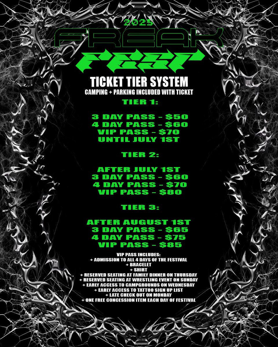 It’s like we never left.

Expanding to 4 days and 3 stages. The freaks are back in town for the family reunion. 

Freak Fest 2025. This is our holiday. 
October 16th-19th. 

Tickets on sale now: freakfest.bigcartel.com