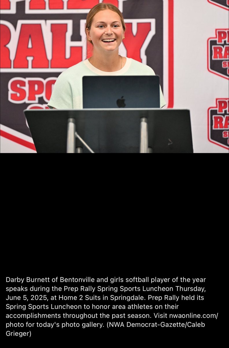 The tradition continues!

Darby Burnett named NWADG POY! 
2025 Darby Burnett
2024 Ryann Sanders
2022 &amp; 2023 Kasey Wood
2021 Emily Perry
2018 Haley Cornell
2016 &amp; 2017 Maddy Prough
2014 Morgan Vaughan
2012 Kali Piha
2010 Meg McGuirt &amp; Alex Sullivan
2009 Faith Lund
#GoTigers