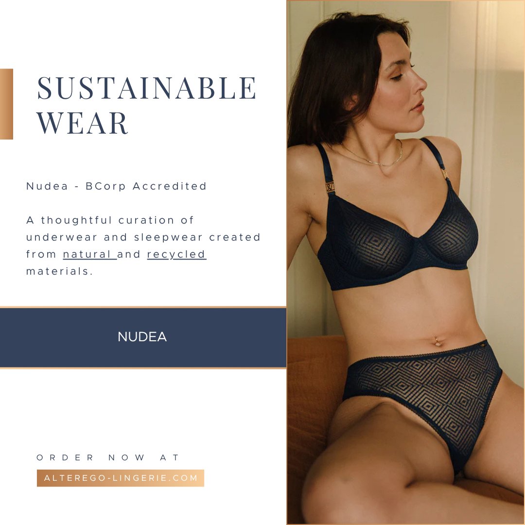 UK_Alterego's tweet image. 🌿 Sustainability never looked so good.
We’re proud to stock Nudea – the B Corp-certified lingerie brand that’s changing the game with comfy, consciously-made pieces you (and your customers) will love 💚
#SustainableStyle #BcorpBrand #EthicalLingerie #NudeaLingerie #EcoFriendly