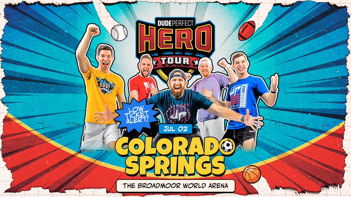 BroadmoorWorldArena (@bworldarena) on Twitter photo LOW TICKET ALERT! Tickets are almost all gone for <a href="/DudePerfect/">Dude Perfect</a> at The Broadmoor World Arena, now less than 1 month away!
Don't miss the iconic trick shots, hilarious challenges and engaging audience participation in this one-of-a-kind live show 👉 bit.ly/4eWqXOX LOW TICKET ALERT! Tickets are almost all gone for <a href="/DudePerfect/">Dude Perfect</a> at The Broadmoor World Arena, now less than 1 month away!
Don't miss the iconic trick shots, hilarious challenges and engaging audience participation in this one-of-a-kind live show 👉 bit.ly/4eWqXOX