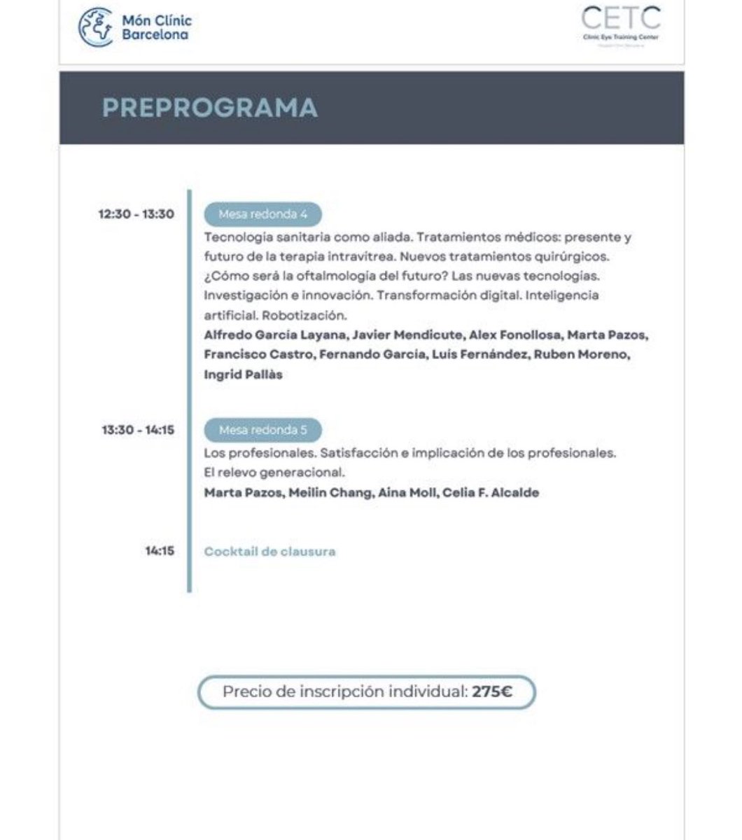 📆Esta mañana el Dr Muñoz Negrete ha participado en el Oftalmoforum 2025: retos presentes y futuros de la Oftalmología en España, organizado por el Dr Alfredo Adan Civera. 

👁️Un encuentro que reúne a los principales exponentes en Oftalmología en España. 
#RyC #Oftalmologia