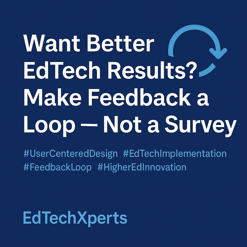 EdTechXperts's tweet photo. 🗣️ Feedback ≠ a survey.
Feedback = a loop.

📥 Ask
🔎 Analyze
📣 Respond
⚙️ Act

If people don’t see a result, they’ll stop giving you input.

What’s your feedback loop?

#EdTechXperts #EdTechUX #FeedbackLoop https://t.co/HjRqdf7hq2