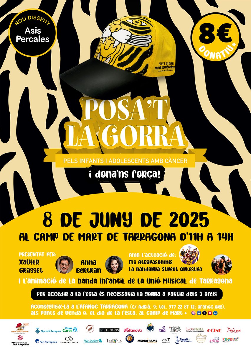 🧢 Aquest diumenge 8 de maig, a partir de les 11 hores t'esperem al Camp de Mart de Tarragona per a gaudir de la festa més solidària amb un gran nombre d'activitats familiars: el Posa't la Gorra.

👉 La jornada festiva i reivindicativa té com a objectiu sensibilitzar la societat