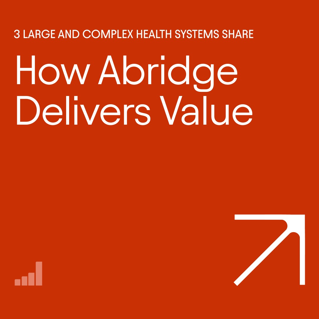 AbridgeHQ's tweet image. 📈 𝗦𝗰𝗮𝗹𝗶𝗻𝗴 𝘃𝗮𝗹𝘂𝗲 𝗮𝘁 𝗰𝗼𝗺𝗽𝗹𝗲𝘅 𝗵𝗲𝗮𝗹𝘁𝗵 𝘀𝘆𝘀𝘁𝗲𝗺𝘀: @HopkinsMedicine, @CorewellHealth, and more.
With Abridge, ROI is about more than improving wRVUs, increasing operational efficiencies, and reducing costs for clinician recruitment and retention—it’s…