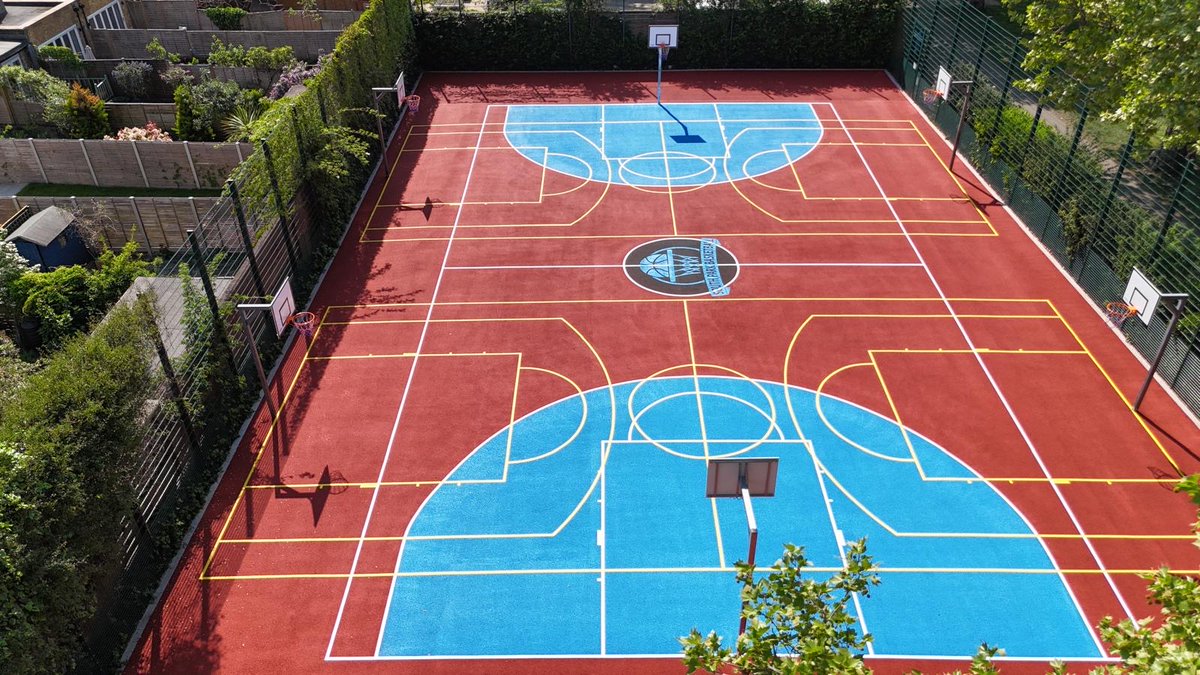 A few weeks ago, we completed this vibrant MUGA resurface in South Park, Wandsworth. 🏀 

This stunning facility included a brand-new macadam playing surface, fresh line markings, new basketball equipment, and even a painted club logo to enhance the design.
#Basketball #Resurface