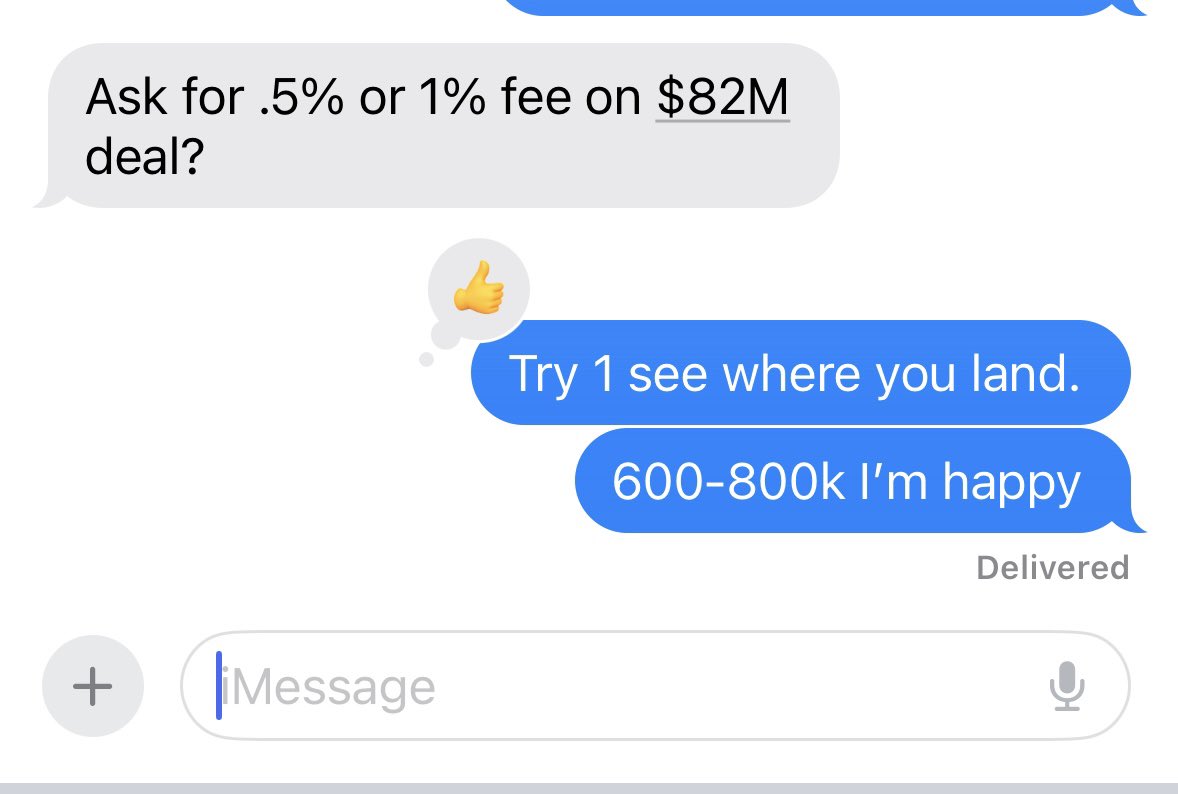 One of the most common question’s I get is what to charge for fee on bigger deals. One of my mentee’s asked me yesterday &amp; this was my response. 

Here you go: