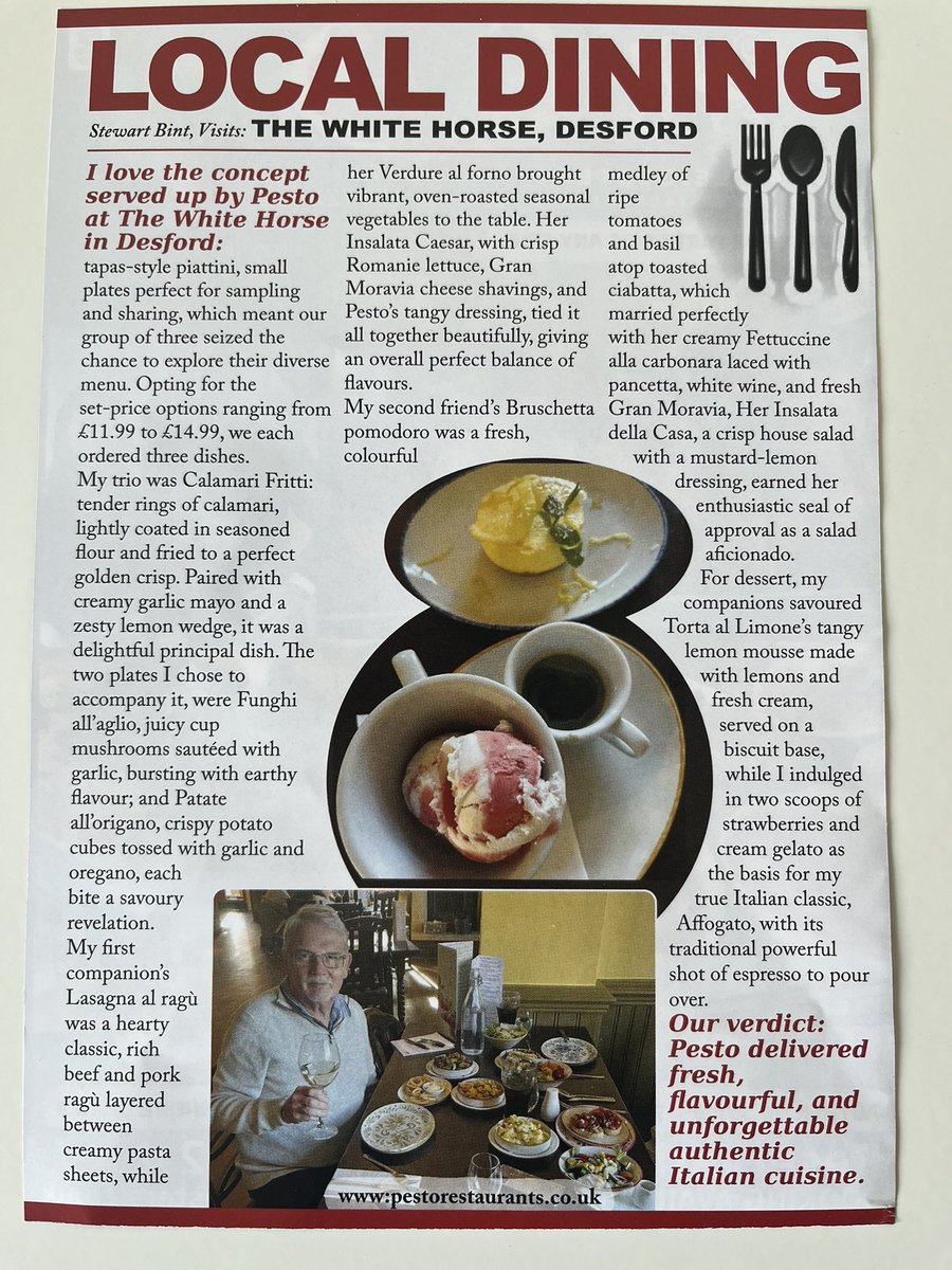 <a href="/RichardShorebks/">Richard Shore</a> My latest restaurant review was published in the magazine today.