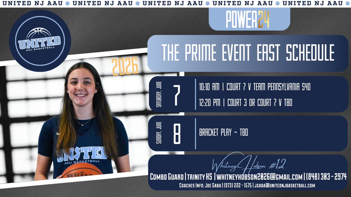 Whitney Hobson (@whitneyhobson3) on Twitter photo Looking forward to getting back on the court this weekend with my <a href="/unitedNJaau/">United NJ AAU</a> 17U Power 24 team! <a href="/CoachGaba/">Coach Joe Gaba</a> Looking forward to getting back on the court this weekend with my <a href="/unitedNJaau/">United NJ AAU</a> 17U Power 24 team! <a href="/CoachGaba/">Coach Joe Gaba</a>