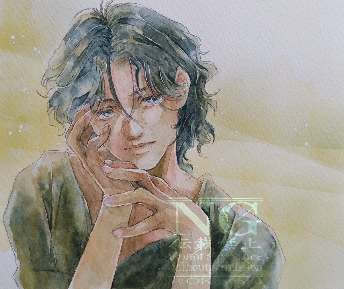 ラフはもうちょっときりっとした顔だったんだけどなあ。

#アナログ絵