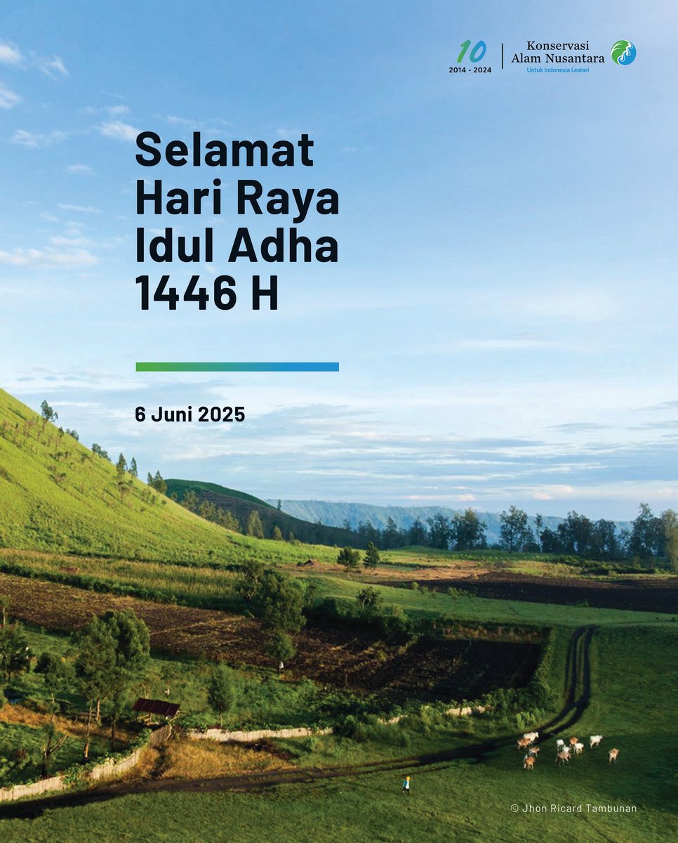 Selamat Hari Raya Idul Adha 1446H!
Semangat berkurban bukan hanya tentang memberi, tapi juga menjaga.
Menjaga hutan, air, dan satwa agar berkah bumi terus lestari untuk generasi nanti.

#KonservasiAlamNusantara
#UntukIndonesiaLestari
#YKAN