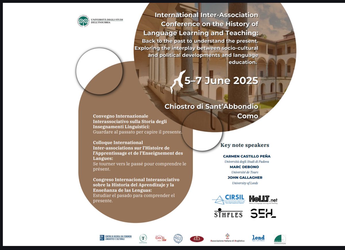 Yesterday our Maria Monaco participated in the International Inter-Association Conference on the History of Language Learning and Teaching, organised by our colleagues at the University Degli Studi dell'Insubria. Thanks for having us!