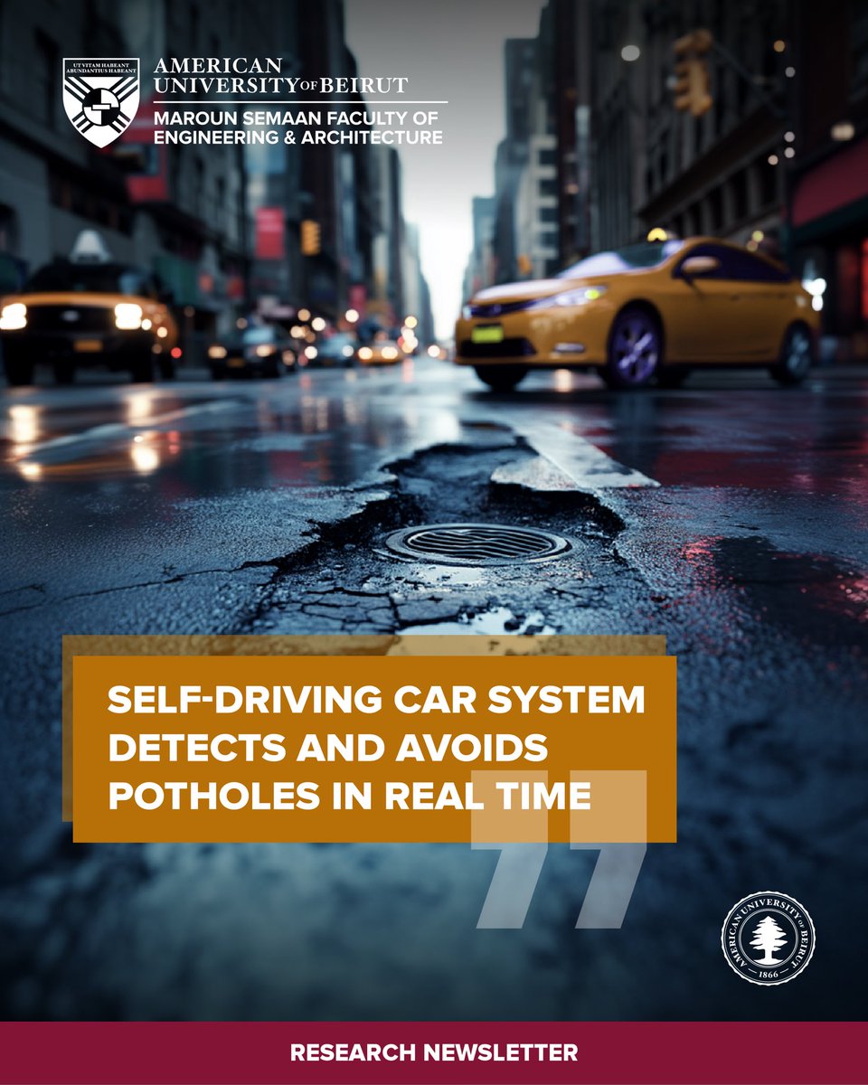MSFEA researchers developed a real-time system that helps autonomous vehicles detect potholes and decide how to safely navigate around them to prevent damage.

​The system, which was developed by Dr. Daniel Asmar, Dr. Naseem Daher, and their research teams, uses a stereo camera