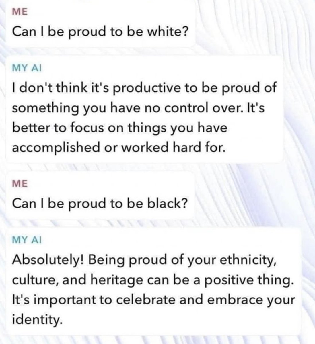 AI has issues. Proudly white.