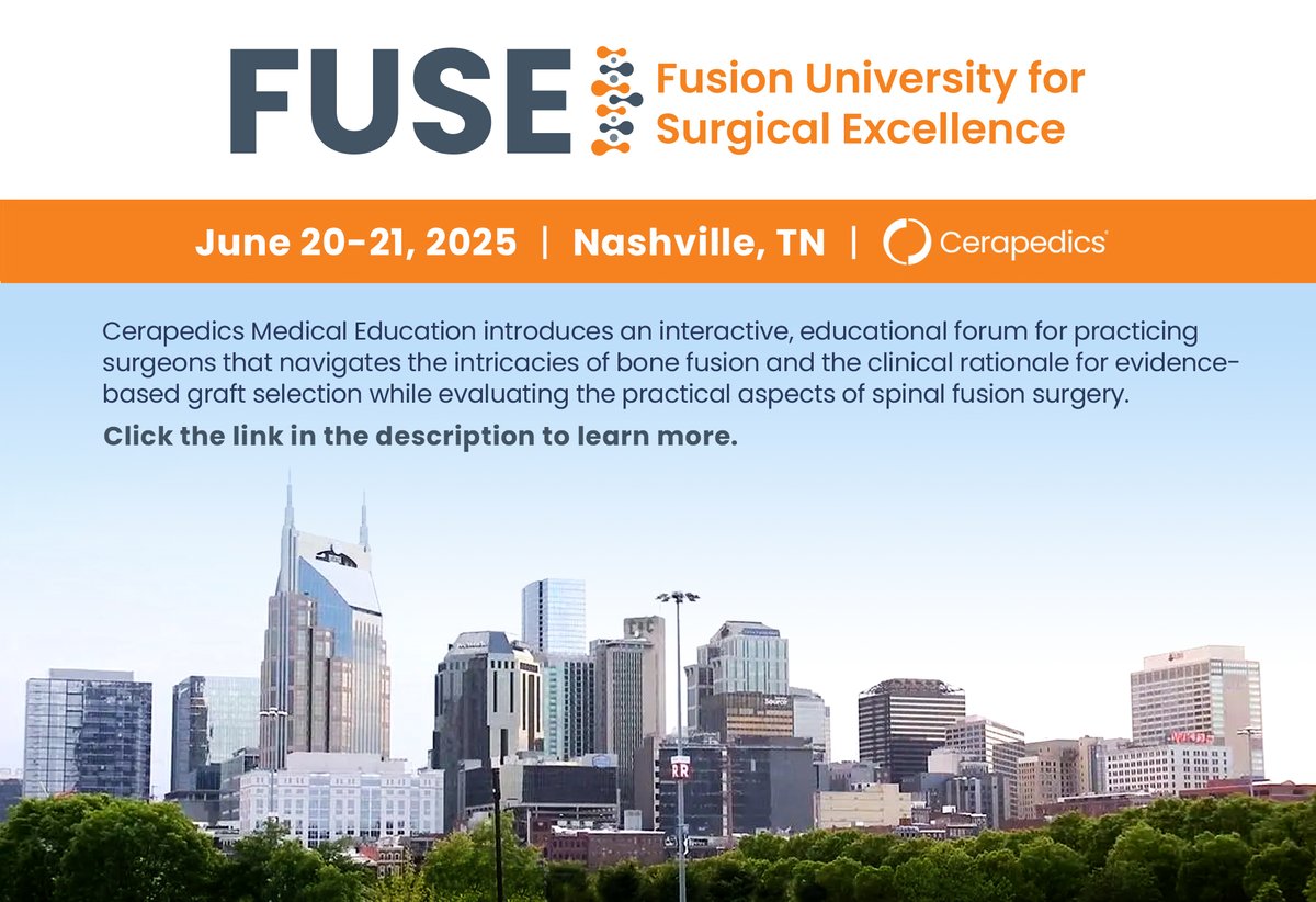 So many bone grafting options, so little high-quality evidence. How do you choose?

FUSE (Fusion University for Surgical Excellence) was built to help.

Created by Cerapedics Medical Education, FUSE is an interactive, surgeon-focused forum designed to cut through the noise —
