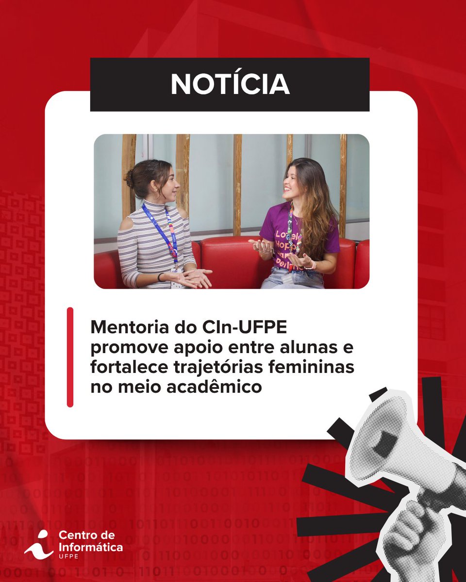 📢 Estão abertas as inscrições para o Programa de Mentoria do CIn-UFPE, voltado para alunas de graduação que desejam fortalecer sua trajetória acadêmica e profissional

🔍 Acesse o formulário de inscrição e confira mais detalhes portal.cin.ufpe.br/2025/06/06/men…

#CInUFPE #MentoriaCIn