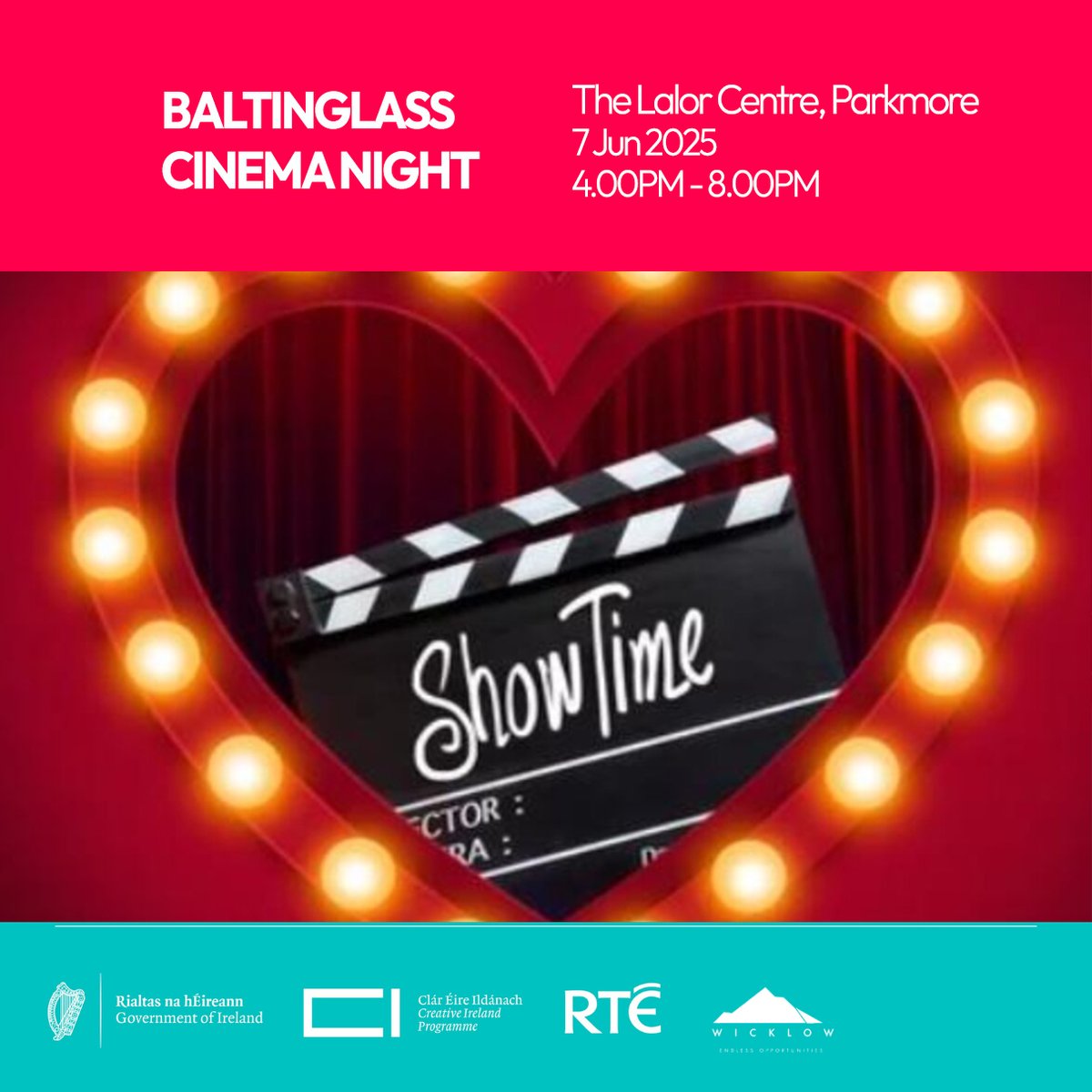 artsoffice's tweet image. 🎬 Cinema Night @ Baltinglass – Cruinniú na nÓg
📍The Lalor Centre
Sat, June 7 | 4–8PM | Ages 12–18
🎟️Book: bit.ly/3xasDA3
🎞️4:30PM Workshop: Build Your Own Cinema Experience
🎥Short Movie Competition + winner announcement
🎬Screening: Sing Street
#CruinniúnanÓg