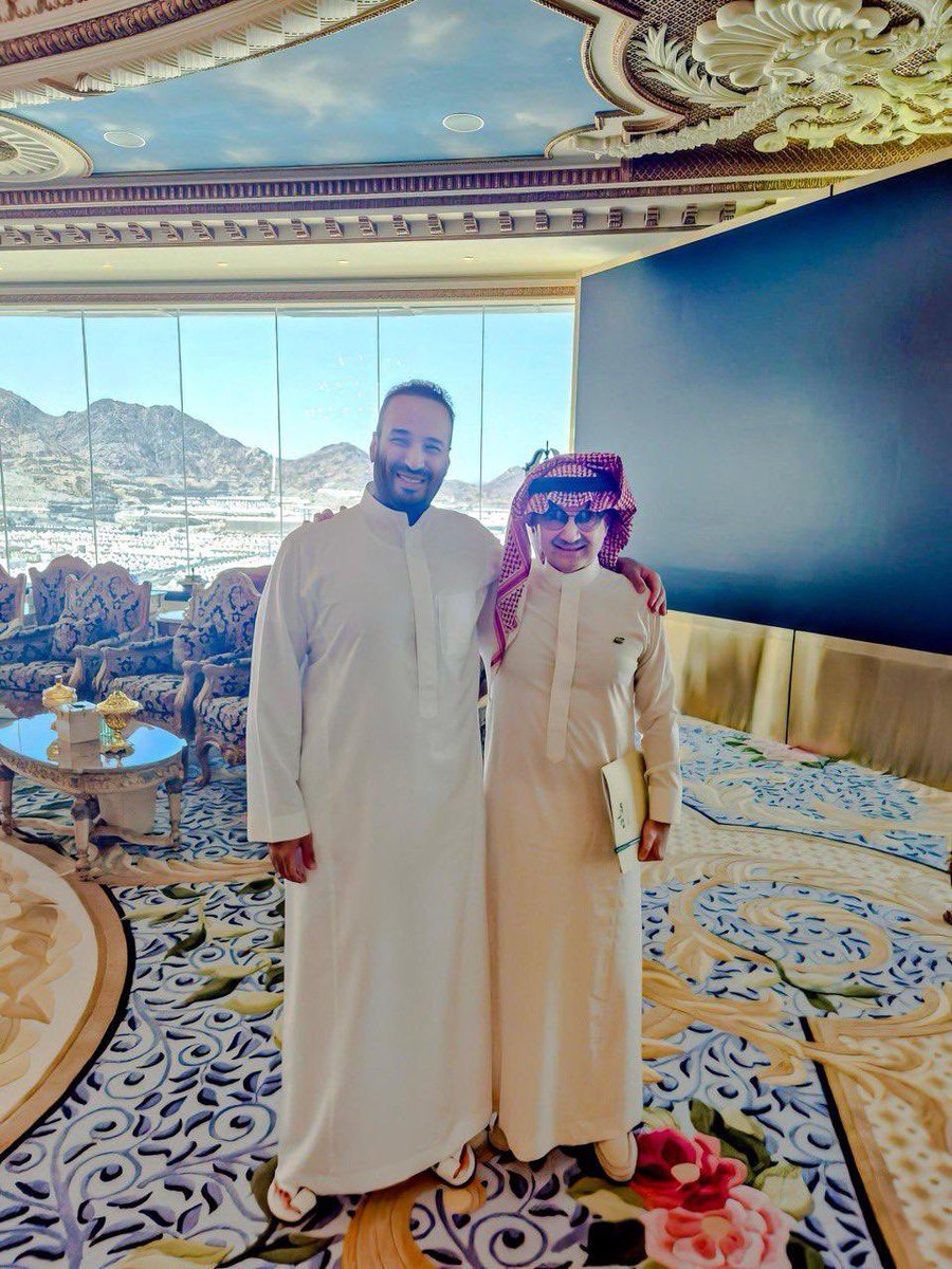 Crown Prince Mohammed bin Salman and Prince Alwaleed bin Talal in Mina today