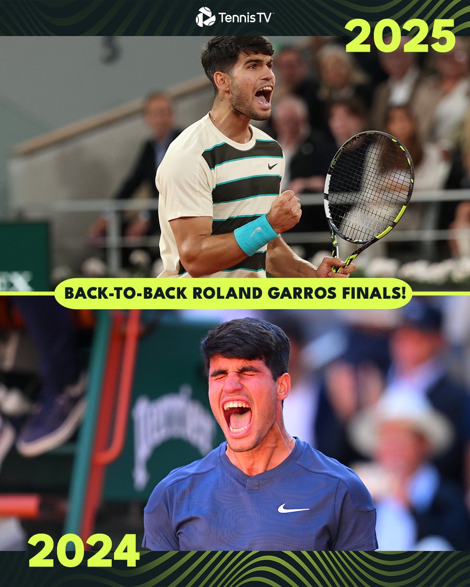 Back-to-back #RolandGarros finals 🤩

<a href="/carlosalcaraz/">Carlos Alcaraz</a>