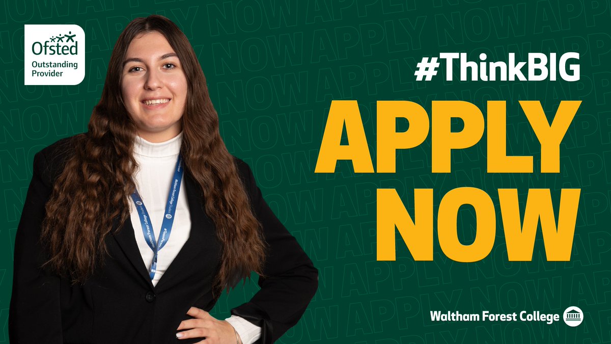 Starting college this September? #ThinkBIG and Apply Now to join one of our exciting range of courses for:

School leavers (16-18) and adults: 
A Levels, T Levels, Vocational (BTEC) and Apprenticeships ,Access, English, maths and ESOL.

#ApplyNow 👉 waltham.ac.uk