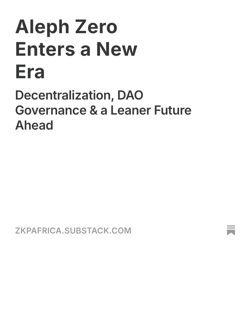 ZKP Africa ♐ 🟧 (@zkpafrica) on Twitter photo 🚨 Big move from <a href="/Aleph__Zero/">Aleph Zero</a> transitioning to full DAO governance and shifting focus to native L1 innovation with ZK bridges and on-chain DEX infra.
This is the future ZKP Africa is building toward.
👉 Read more: x.com/Aleph__Zero/st… 🚨 Big move from <a href="/Aleph__Zero/">Aleph Zero</a> transitioning to full DAO governance and shifting focus to native L1 innovation with ZK bridges and on-chain DEX infra.
This is the future ZKP Africa is building toward.
👉 Read more: x.com/Aleph__Zero/st…