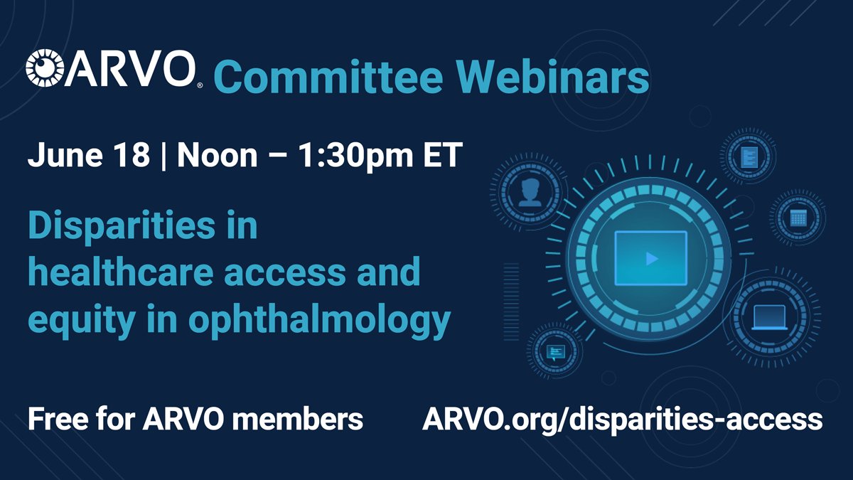 Sign up for <a href="/ARVOinfo/">ARVO</a>'s June 18 webinar for insights on disparities in healthcare access and equity in #ophthalmology, including socioeconomic, geographic and systemic hurdles. Explore also innovative strategies successfully improving access. Register now. bit.ly/45vuFNV