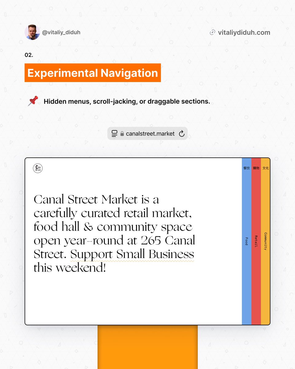 Vilento_Belet's tweet image. 8 Design Trends Dominating 2025

Chaotic Anti-Design, scroll-led stories, &amp;amp; smart motion are here to make your web pop. 
Stand out, don’t blend in.

📌 Save for creative inspo.

#WebDesignTrends #DesignTrends2025 #AntiDesign #MotionDesign #UXInspo