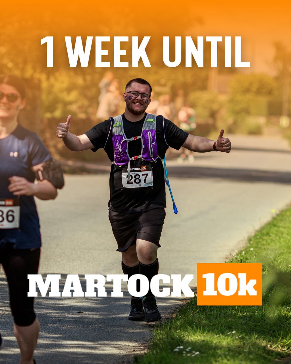 1 week to go till the Martock 10k! 

Here's the details:
🔢 Packs are to be collected from Race HQ
💧 Water stations with recyclable cups will be available
🚗 We're on public roads, so please take care.
👍 Read the race guide &gt; martock10k.com

See you soon!