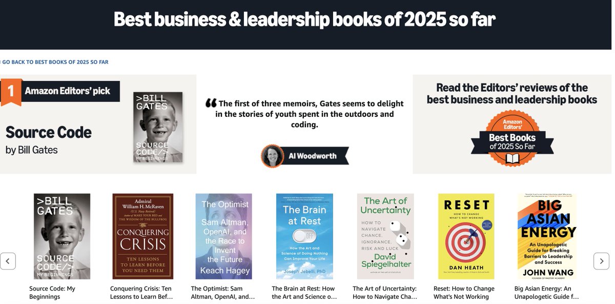 keachhagey's tweet image. Excited that Amazon has named THE OPTIMIST the #3 best business and leadership book of 2025 so far:
amazon.com/b/?_encoding=U…