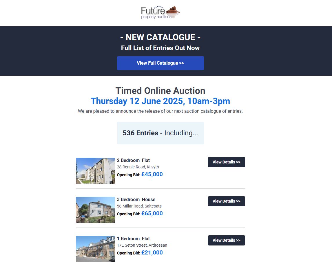 - NEW CATALOGUE of 536 Entries - 
Timed Online Auction: Thursday 12 June 2025, 10am-3pm
View Full Catalogue >> buff.ly/bBG8YUN 
 
#propertyauction #property #propertyinvestor #auction #investment