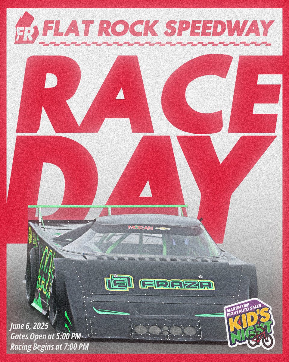 We have a PACKED Friday Night Special coming up tonight at Flat Rock Speedway

❇️ Kids under 12 FREE!
❇️ Bike Giveaway
❇️ NASCAR Stars coming to meet with you fans
❇️ Late Model, Street Stock, MCR Dwarf Action
❇️ + SO much more!

🎟️ - flatrockspeedway.com/tickets/2917/b…