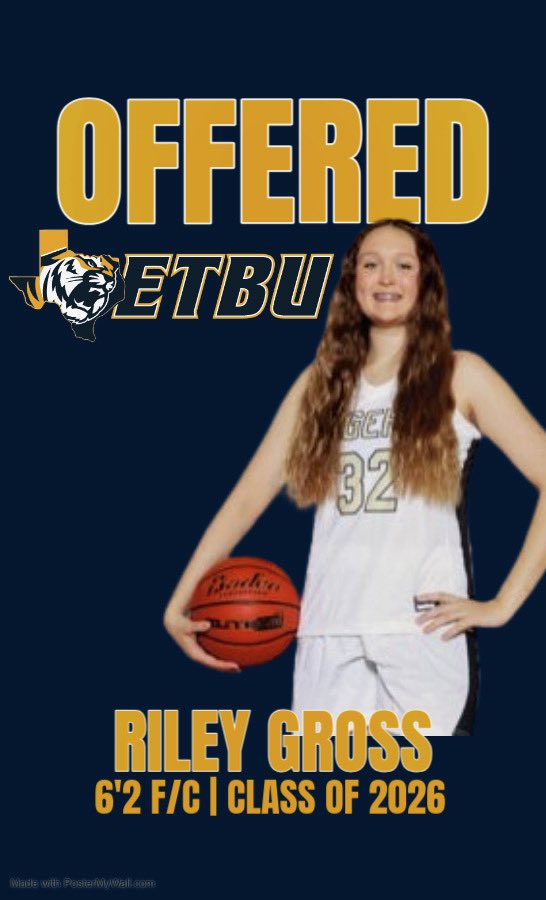 Riley Gross (@rileygross2026) on Twitter photo After a great conversation with coach <a href="/Blake_Arbogast/">Blake Arbogast</a> I’m excited to receive my first offer from <a href="/ETBU_WBSK/">ETBU Women's Basketball</a>!!
I’m super grateful for this opportunity and thank you for believing in me!!
<a href="/LadyTigerBBall1/">Conroe Girls BBall</a> <a href="/thshoopz/">THS</a> <a href="/teamtexasbball/">Texas Hoops Society (THS)</a> After a great conversation with coach <a href="/Blake_Arbogast/">Blake Arbogast</a> I’m excited to receive my first offer from <a href="/ETBU_WBSK/">ETBU Women's Basketball</a>!!
I’m super grateful for this opportunity and thank you for believing in me!!
<a href="/LadyTigerBBall1/">Conroe Girls BBall</a> <a href="/thshoopz/">THS</a> <a href="/teamtexasbball/">Texas Hoops Society (THS)</a>