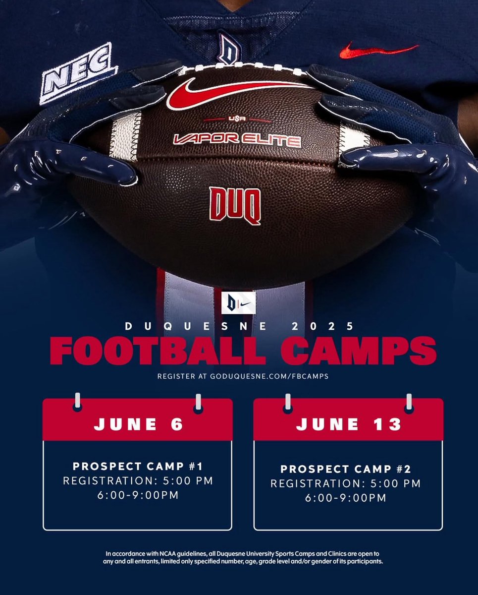 Kaiyen Mbandi (@kmbandi08) on Twitter photo I will be at the <a href="/DuqFB/">Duquesne Football</a> prospect camp today 6/6 can’t wait to come and compete‼️ <a href="/CoachSchmittDU/">Jerry Schmitt</a> <a href="/CoachDoriaDuq/">Anthony Doria</a> <a href="/CoachMJacobs34/">Mickey Jacobs</a> <a href="/CoachLuke_Smith/">Luke Smith</a> <a href="/CoachGeisel/">Hunter Geisel</a> I will be at the <a href="/DuqFB/">Duquesne Football</a> prospect camp today 6/6 can’t wait to come and compete‼️ <a href="/CoachSchmittDU/">Jerry Schmitt</a> <a href="/CoachDoriaDuq/">Anthony Doria</a> <a href="/CoachMJacobs34/">Mickey Jacobs</a> <a href="/CoachLuke_Smith/">Luke Smith</a> <a href="/CoachGeisel/">Hunter Geisel</a>