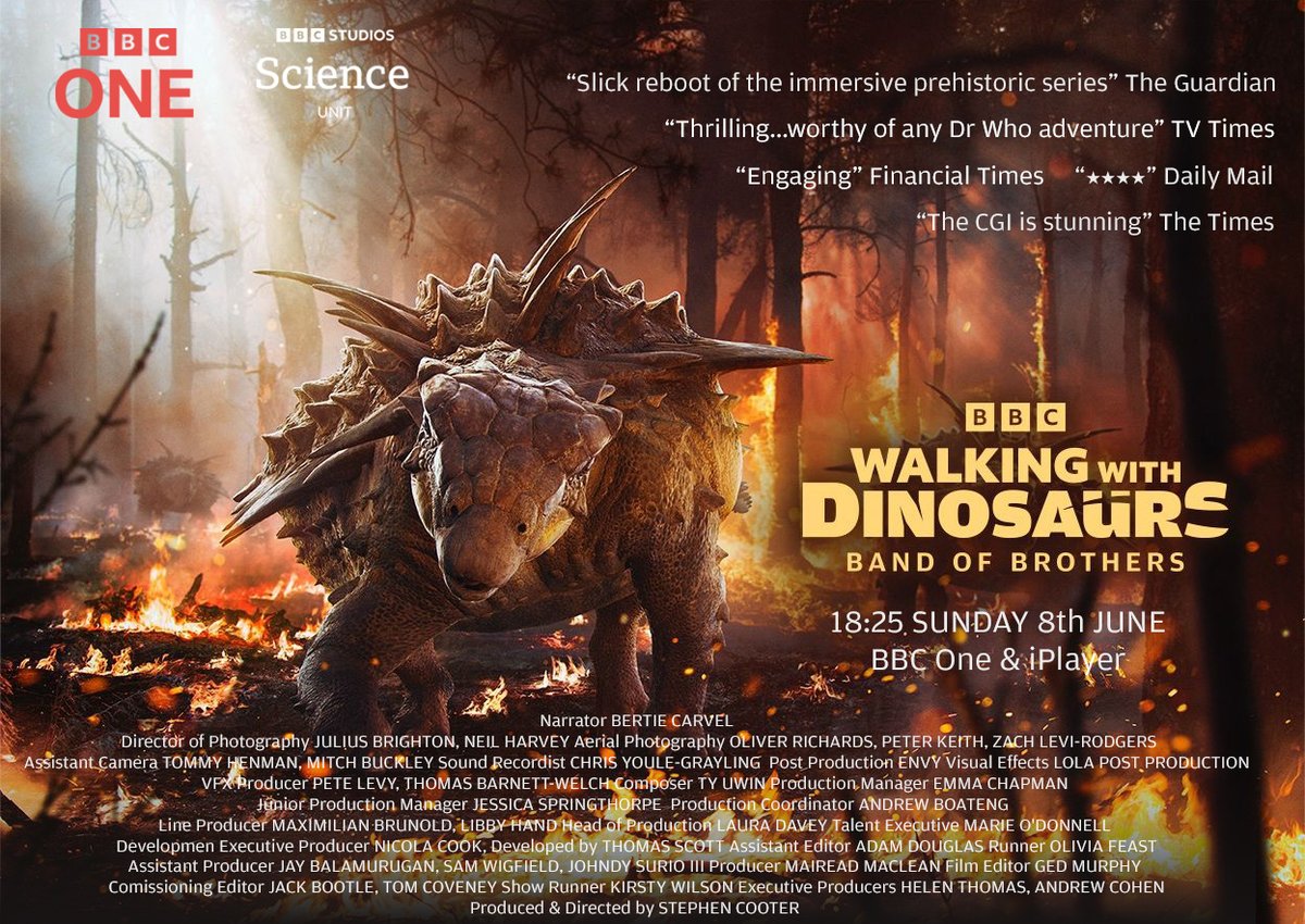 The Band of Brothers, the second of my Walking with Dinosaurs films is on <a href="/BBCOne/">BBC One</a>  at 18.25, Sunday 8th June. Available now on <a href="/BBCiPlayer/">BBC iPlayer</a>:

lnkd.in/dw9j7cBJ

Directed by me, made with a fantastic team. 

#walkingwithdinosaurs #walkingwithdinosaurs2025 #wwd2025 <a href="/bbcstudios/">BBC Studios</a>