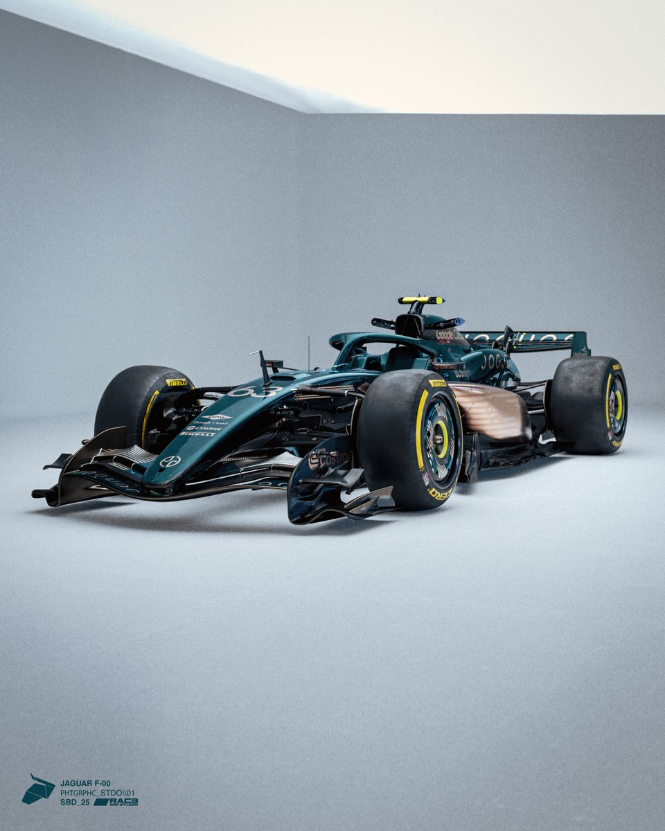 seanbulldesign's tweet photo. 2026 Jaguar F1 Livery Concept

British Racing Green and Copper

Evolving their new branding identity into a hypothetical F1 return

Render test of a full clean photo studio setup

3D model licensed by @RaceSimStudio https://t.co/1BQ2EMnuX9