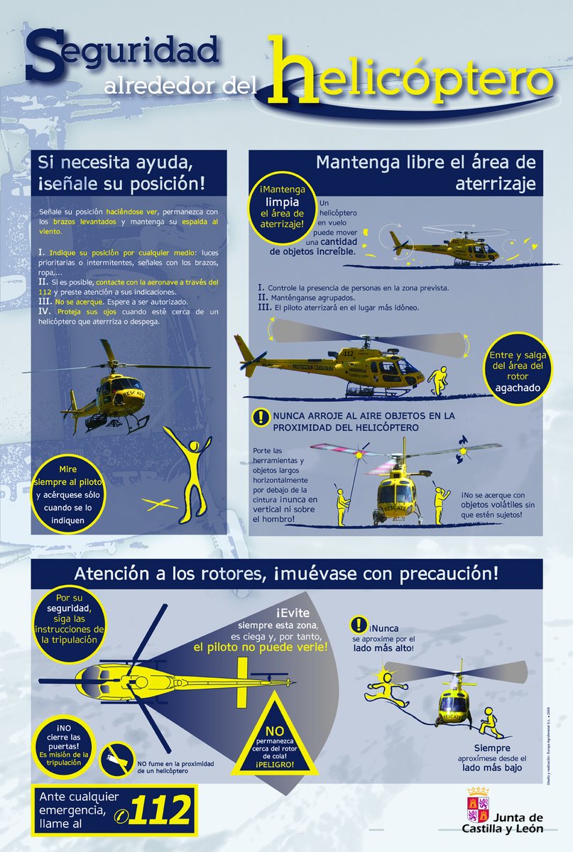 Si tienes una emergencia en la montaña o en el campo es muy probable que acuda un 🚁 a auxiliarte. 
Es muy importante tu colaboración:
▶️Señaliza tu posición 
▶️Retira todo lo que pueda salir volando al aproximarse el 🚁
▶️Muévete con precaución
#montaña #112cyl