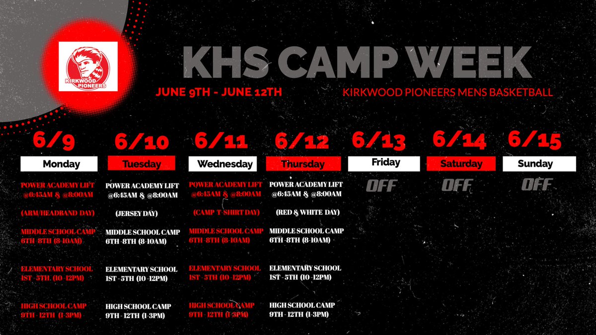 Next Week 6/9 - 6/12