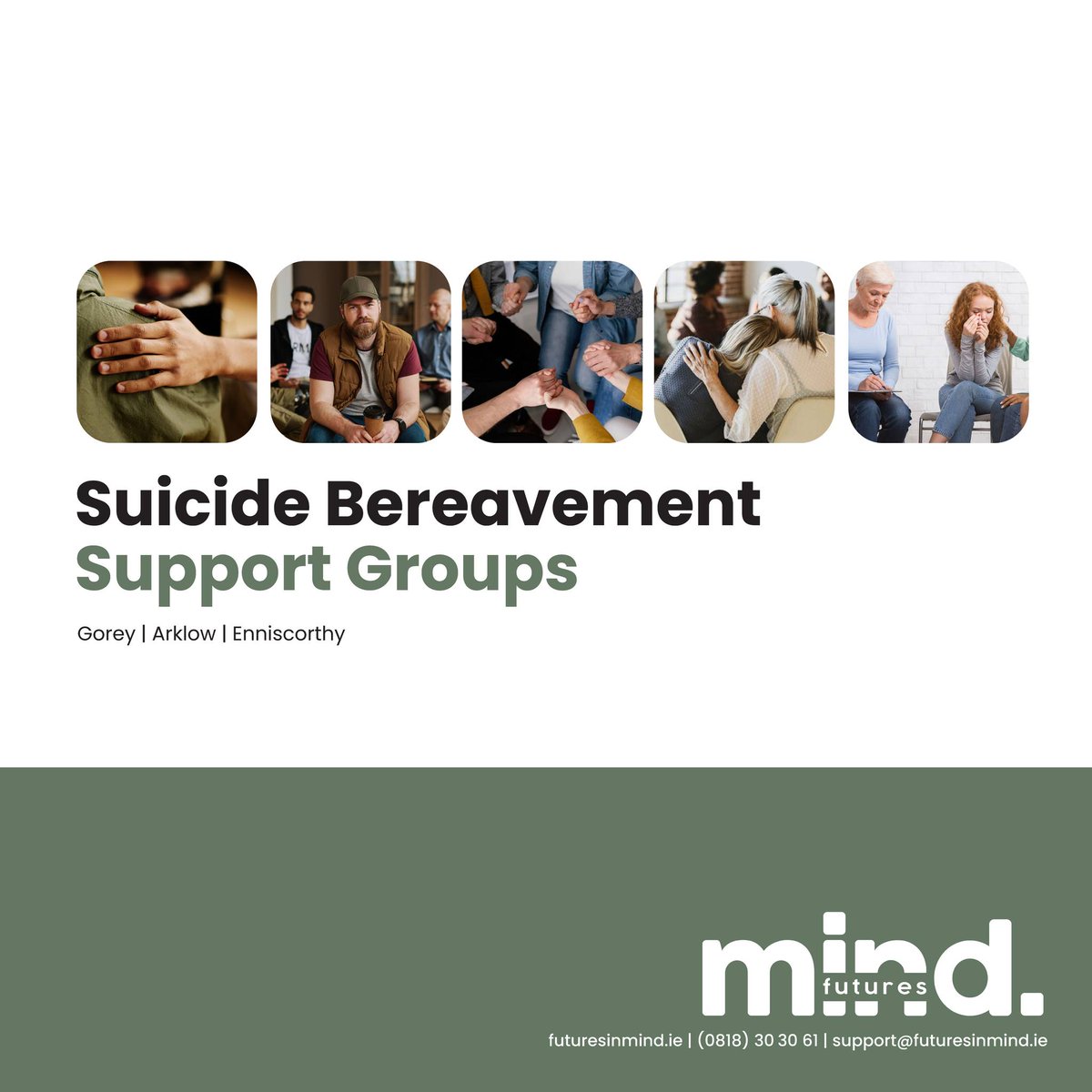 Losing someone to suicide is an experience that can feel isolating, but you don’t have to go through it alone. Futures in Mind is beginning new peer-led suicide bereavement support groups in Gorey, Arklow and Enniscorthy - offering a space of understanding, healing, and