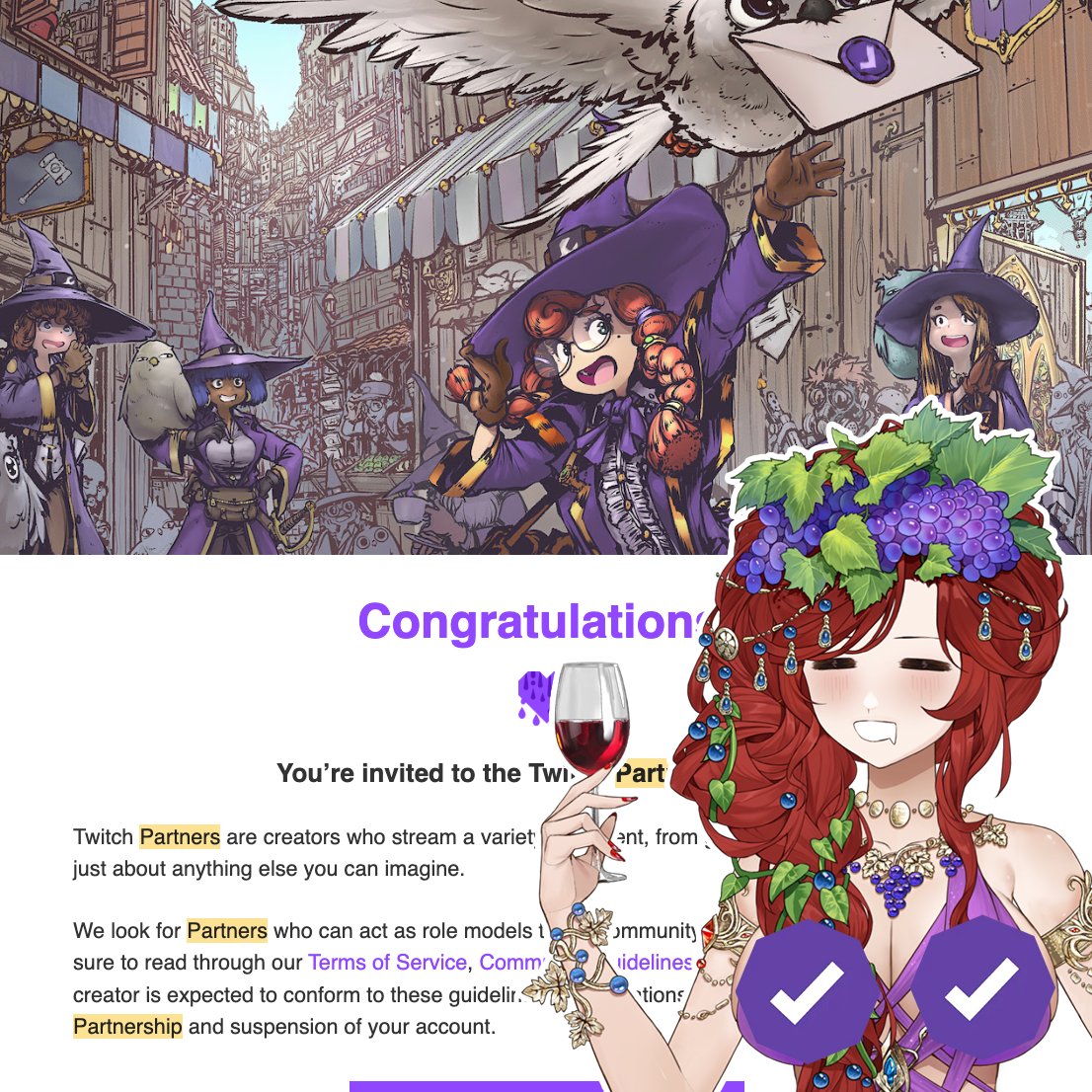 ...did Twitch make a mistake or is your local town drunk a Partner now???

thank you so incredibly much to my amazing Revelholics and friends for always supporting me to reach these goals. you believed in me when i didn't...and now i owe you all a drink!

Cheers everyone 🍻